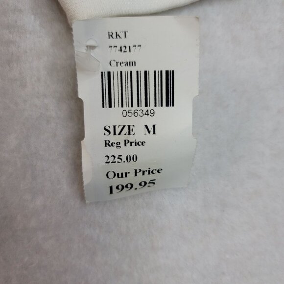 Robert Kitchen Quilted Puffer Jacket Medium Textured Cotton Button Cream - Picture 8 of 14